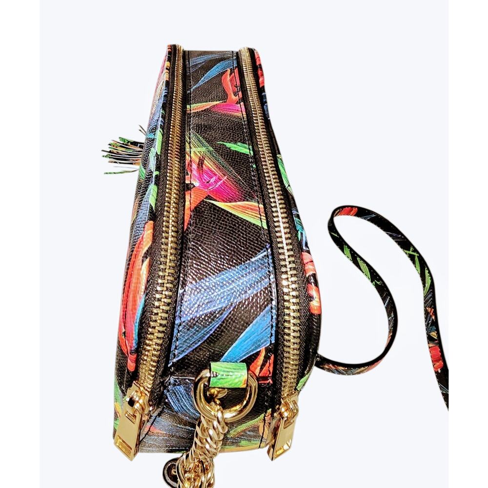 ALDO Tropical Crossbody Bag NWOT – Floral Print, Double Zip, Tassel, Chain Strap - Picture 6 of 9